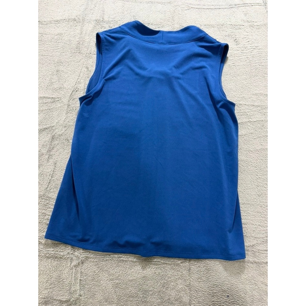 Chicos Sleeveless XL Blouse Womens Size 3 Blue Tie Neck Stretch Minimalist - Picture 9 of 10